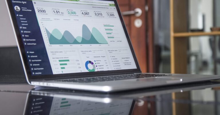 Laptop displaying financial analytics dashboard for evaluating top dividend stocks to buy
